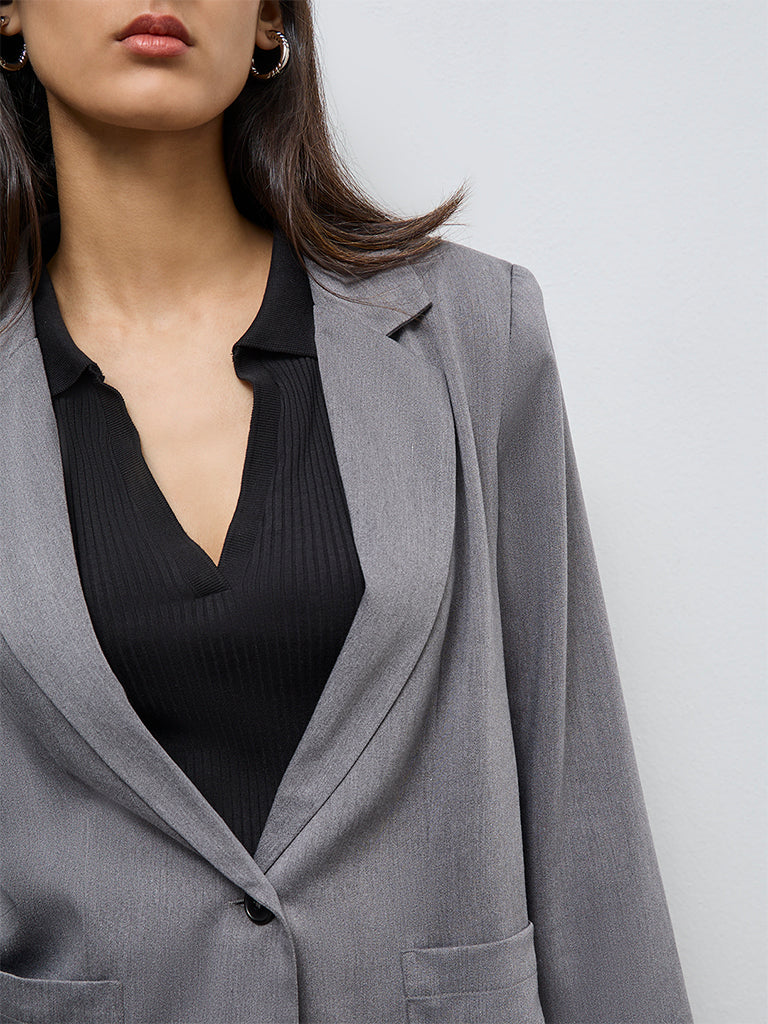 Wardrobe Grey Solid Blazer