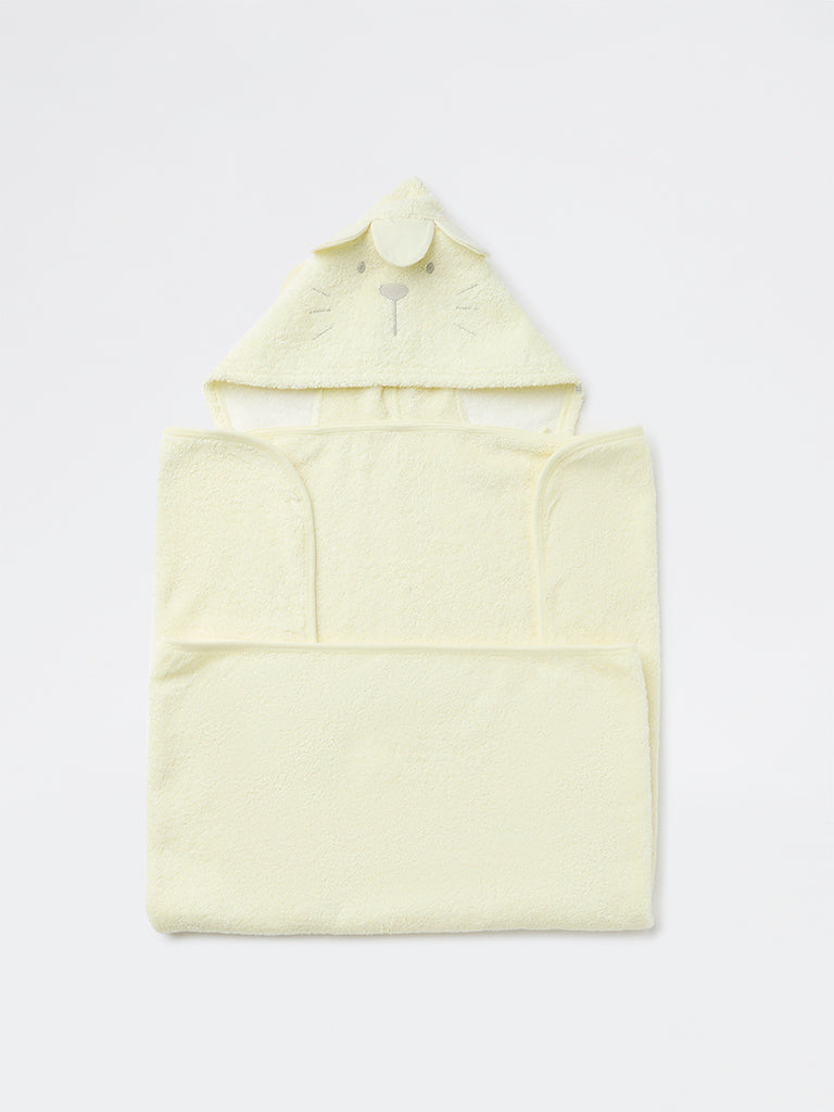 HOP Baby Boys Yellow Animal-Themed Hooded Cotton Towel