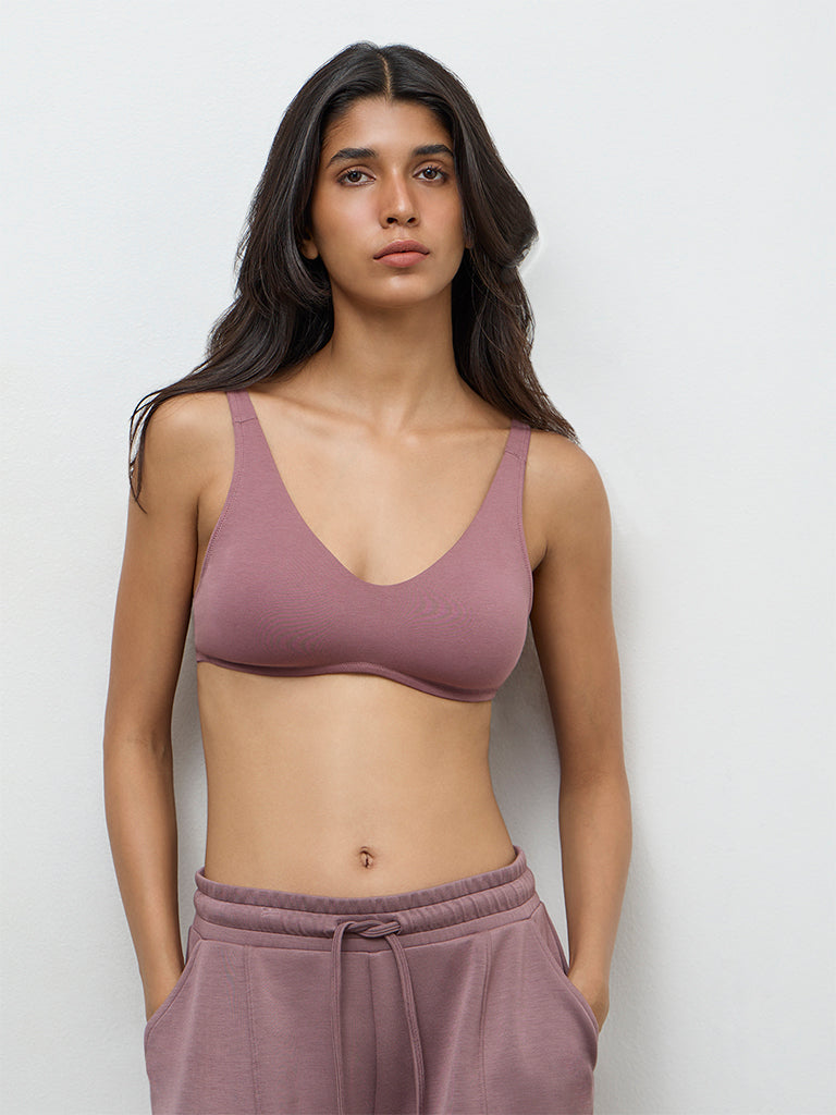 Wunderlove Dusty Mauve Padded Cotton-Blend Bra
