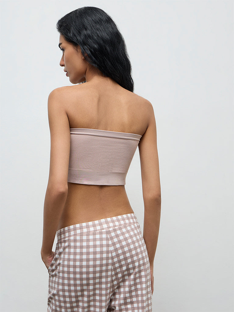 Superstar Beige Ribbed Seamfree Bandeau Bra