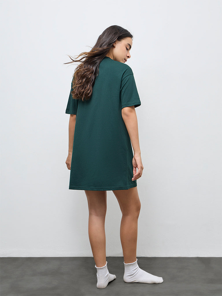 Buy Superstar Green Printed Cotton T-Shirt Dress from Westside Buy Superstar Green Printed Cotton T-Shirt Dress from Westside