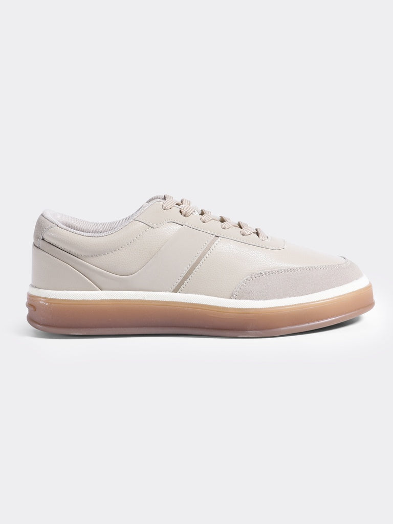 SOLEPLAY Taupe Lace-Up Sneakers