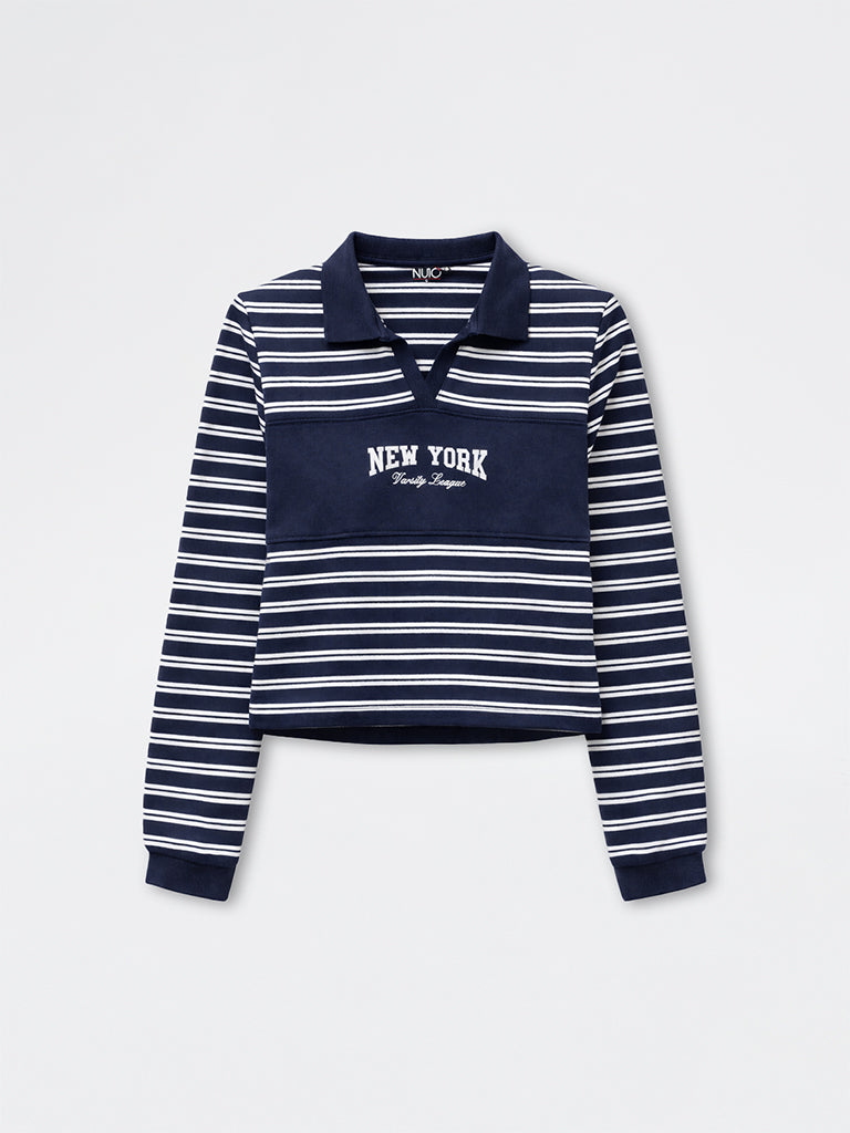 Nuoflexx Navy Striped Cotton T-Shirt