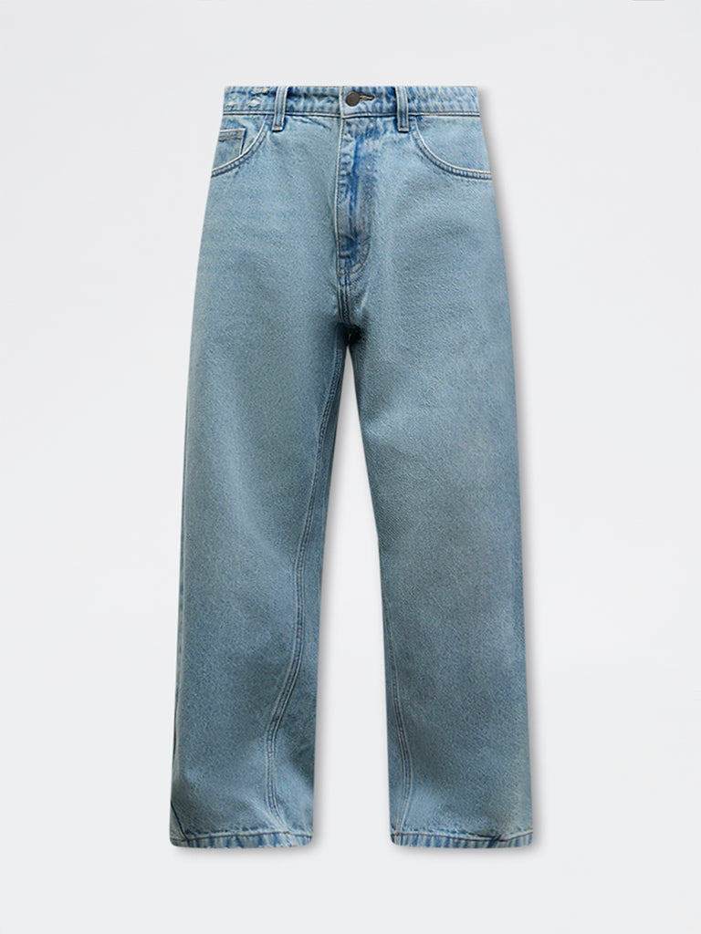 Nuon Blue Relaxed-Fit Mid-Rise Jeans