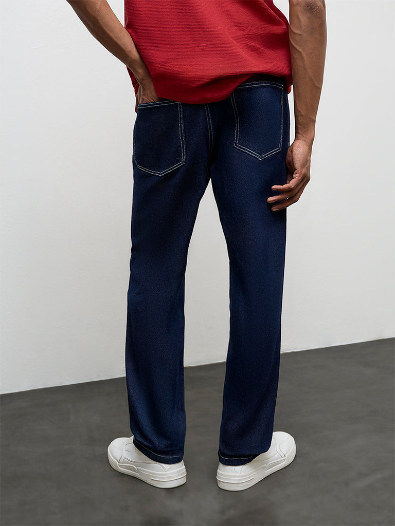 Nuon Dark Blue Relaxed-Fit Mid-Rise Jeans
