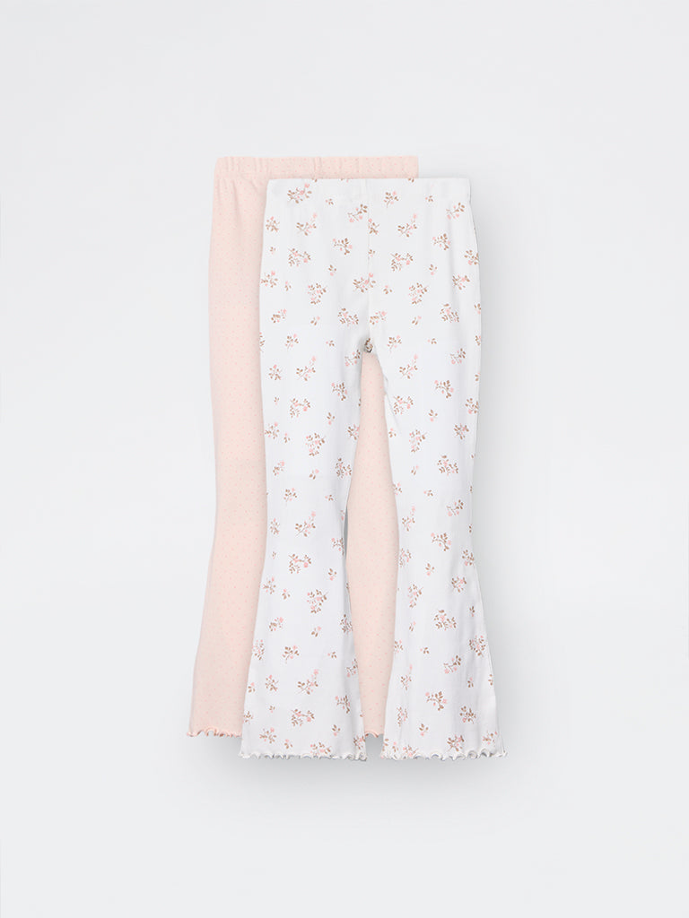 2-Pack HOP Kids Girls Peach Printed High-Rise Cotton-Blend Bootcut Pants - Exclusive