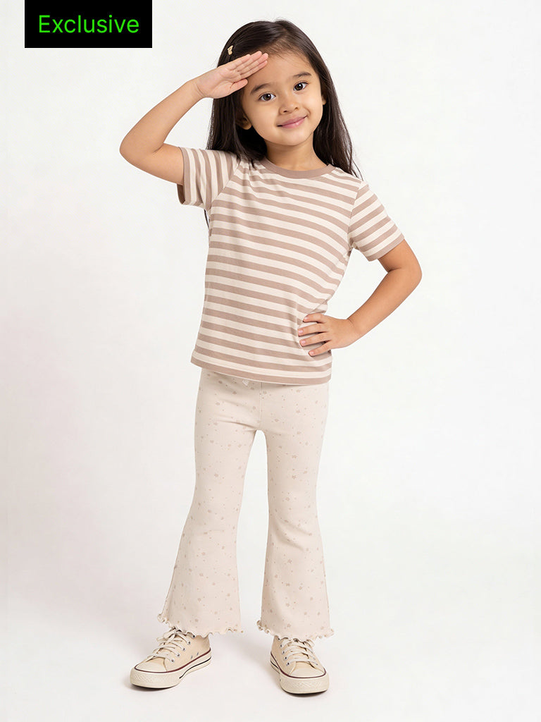 3-Pack HOP Kids Girls Brown Printed Cotton T-Shirts - Exclusive
