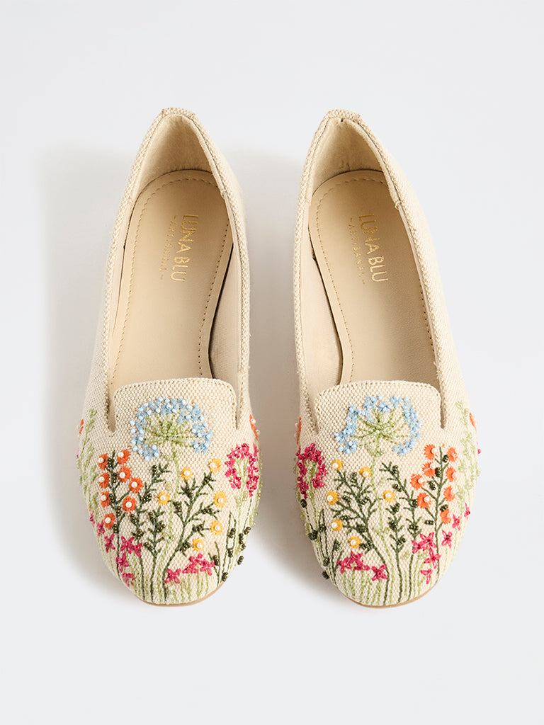 LUNA BLU Multicolor Floral-Embroidered Loafers