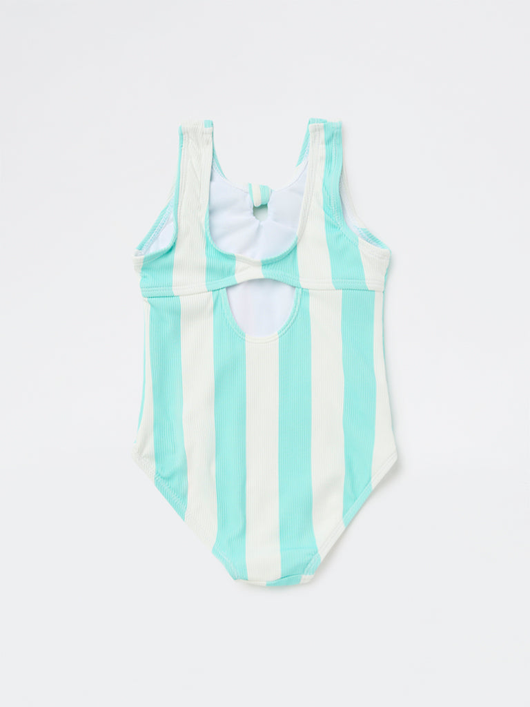 HOP Kids Girls Mint Striped Swimsuit