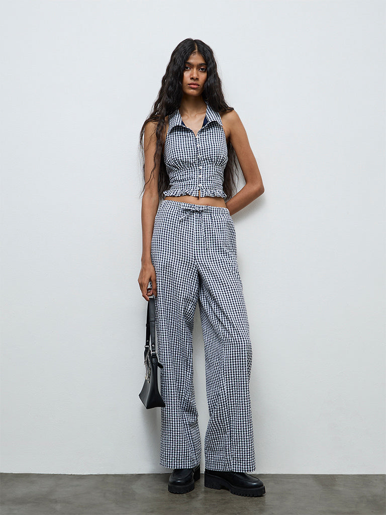 Nuon Navy Checkered Top