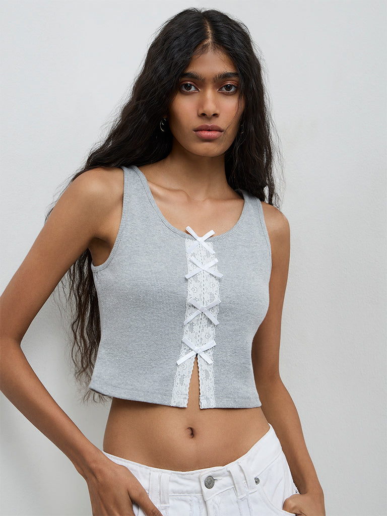 トップス Bijoux grey tanktop Buy Grey & Beige Tops for Women by FRISKERS Online | Ajio.com