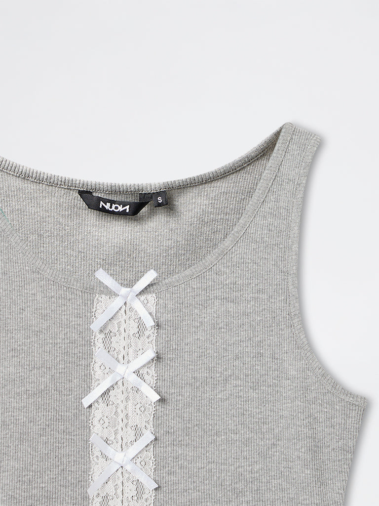 Buy Nuon Grey Lace-Detailed Cotton-Blend Tank Top from Westside