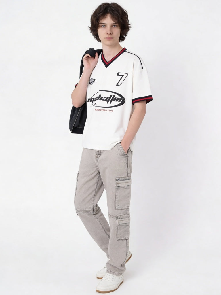 Boys White Graphic Printed T-Shirt