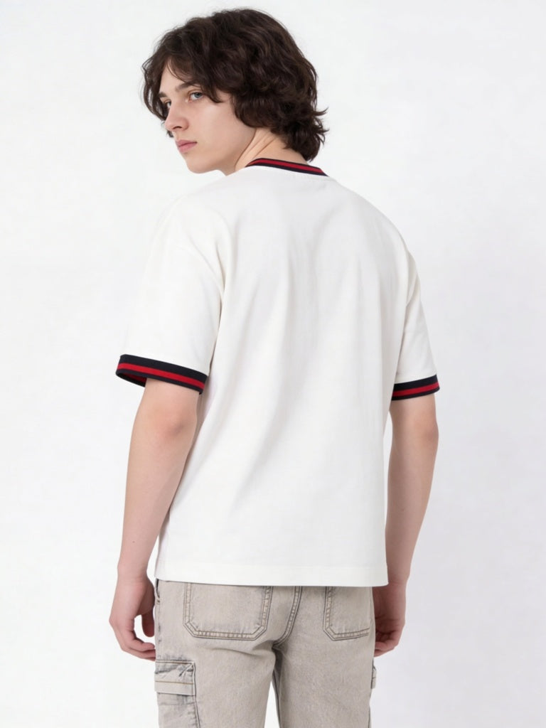 Boys White Graphic Printed T-Shirt