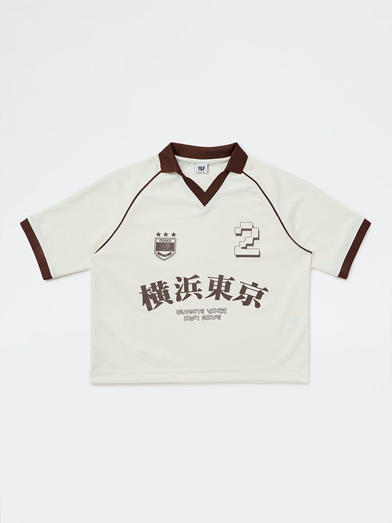 Boys Off-White Japanese Text Printed T-Shirt