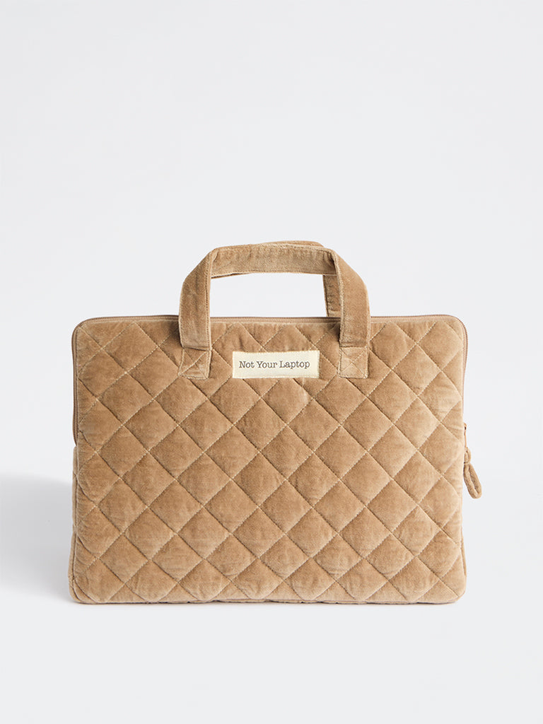 Westside Home Brown Quilted Laptop Sleeve