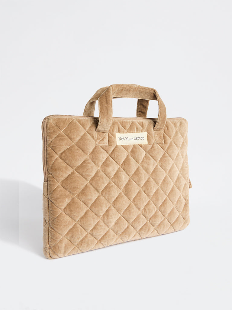 Westside Home Brown Quilted Laptop Sleeve