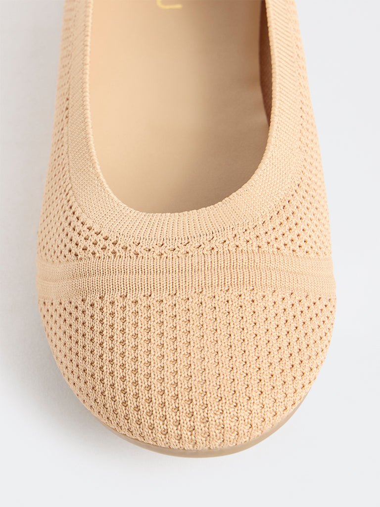 LUNA BLU Peach Knit-Textured Ballerinas