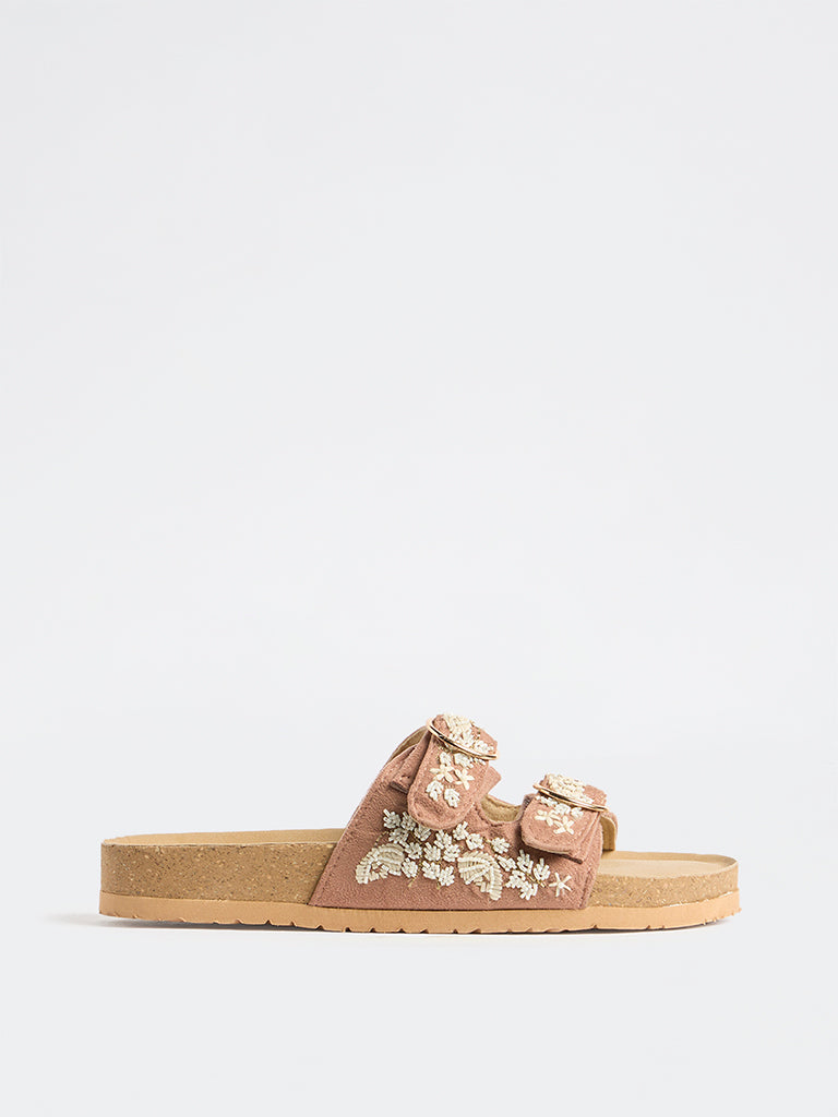 LUNA BLU Blush Embellished Dual-Strap Sandals