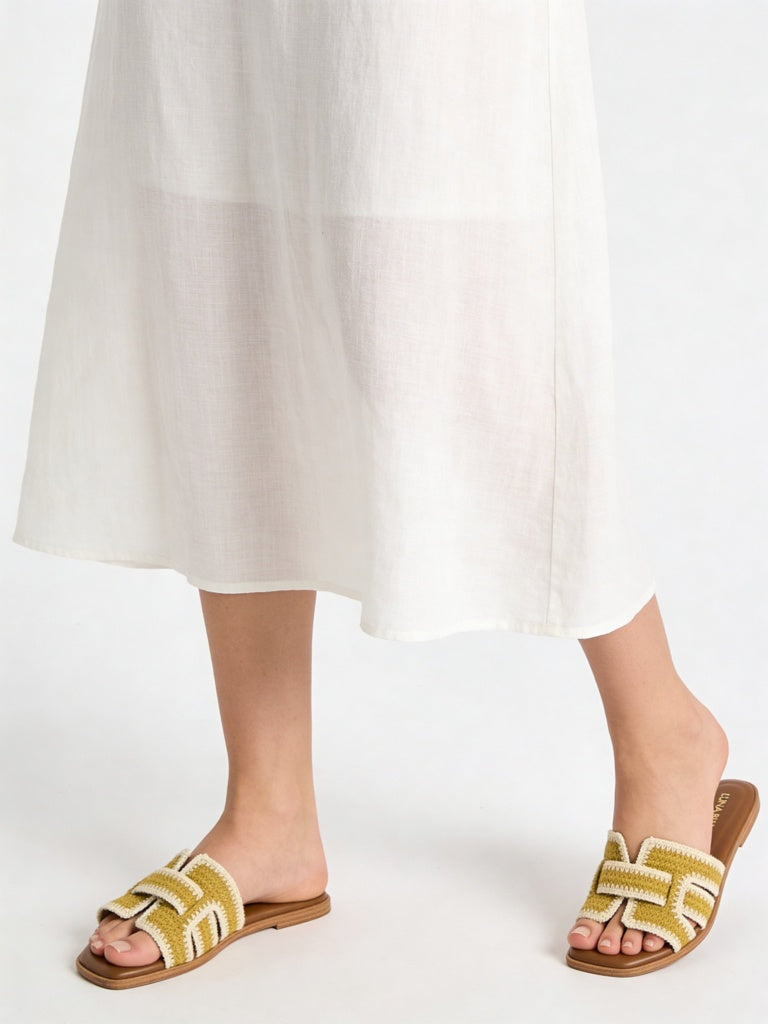 LUNA BLU Olive Knit-Textured Slides
