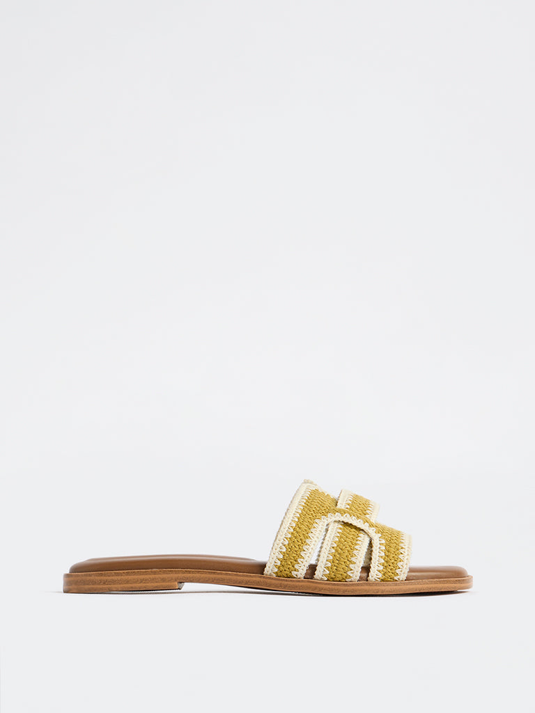 LUNA BLU Olive Knit-Textured Slides