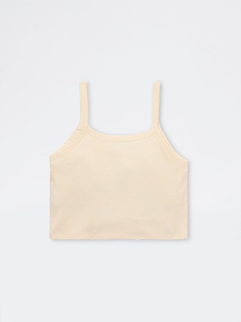 Nuon Yellow Floral Design Cotton Crop Top