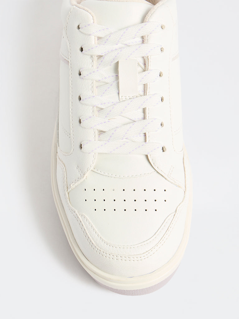 LUNA BLU White Perforated Lace-Up Trainer Sneakers