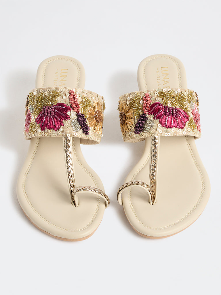 LUNA BLU Multicolour Embellished Wedge-Heel Sandals