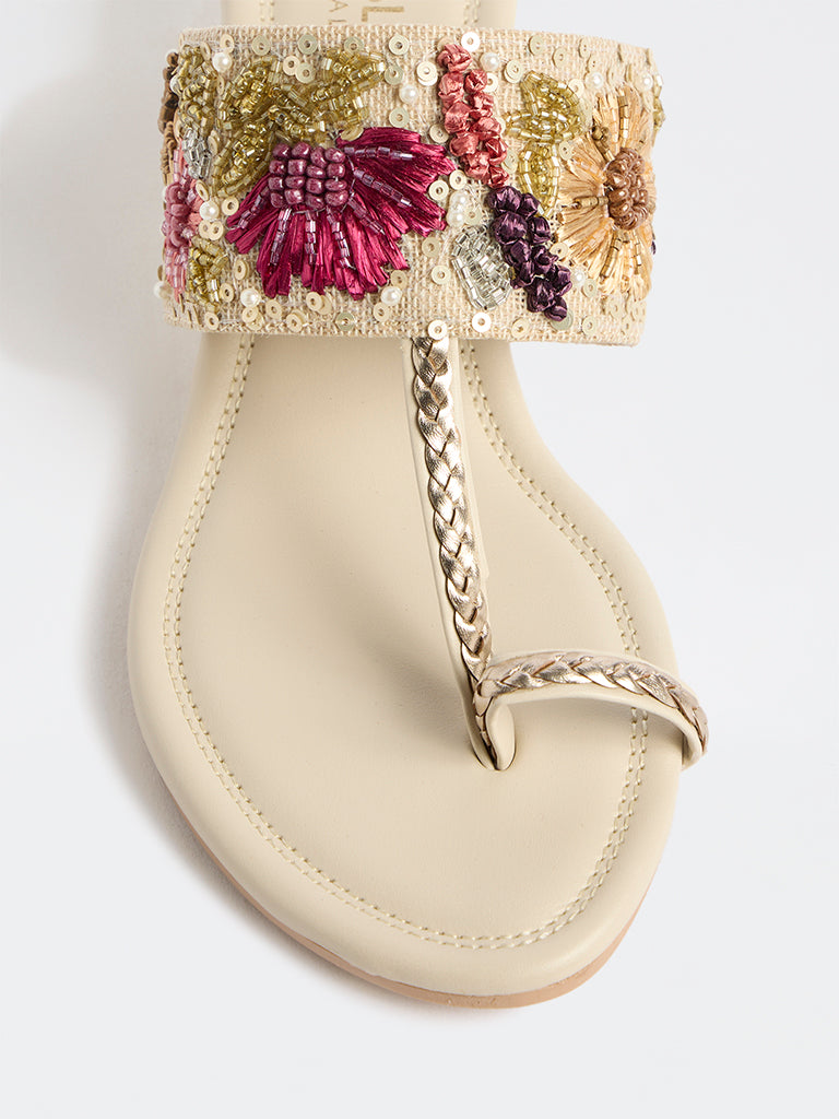 LUNA BLU Multicolour Embellished Wedge-Heel Sandals