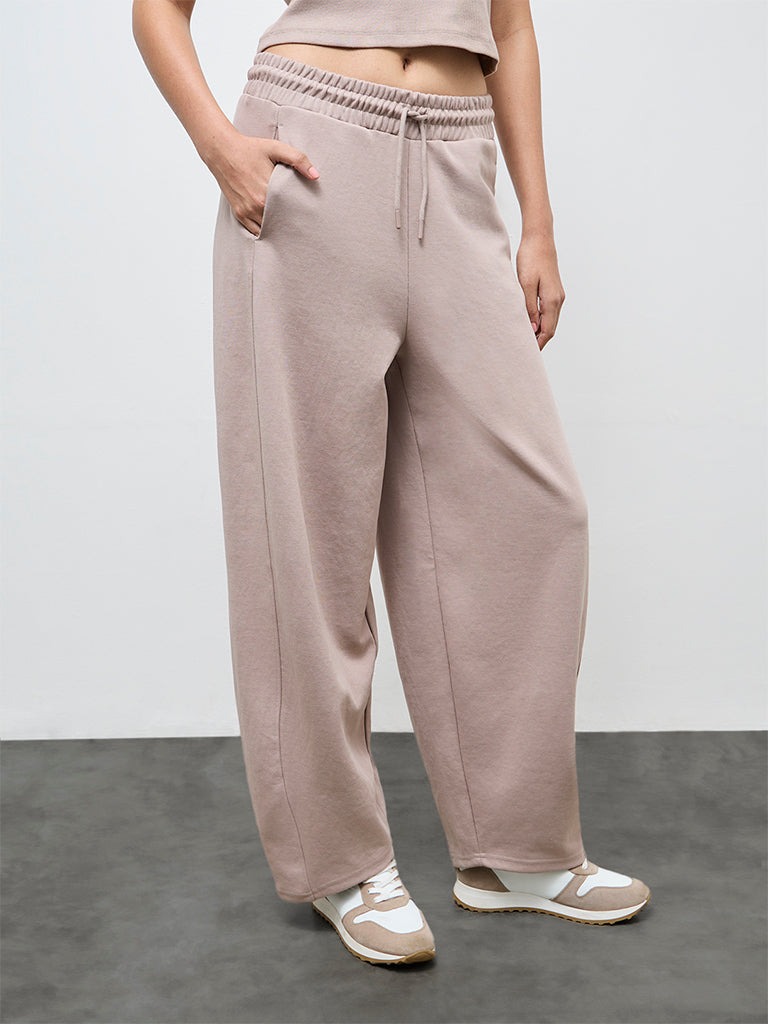 Nuoflexx Taupe Solid High-Rise Pants