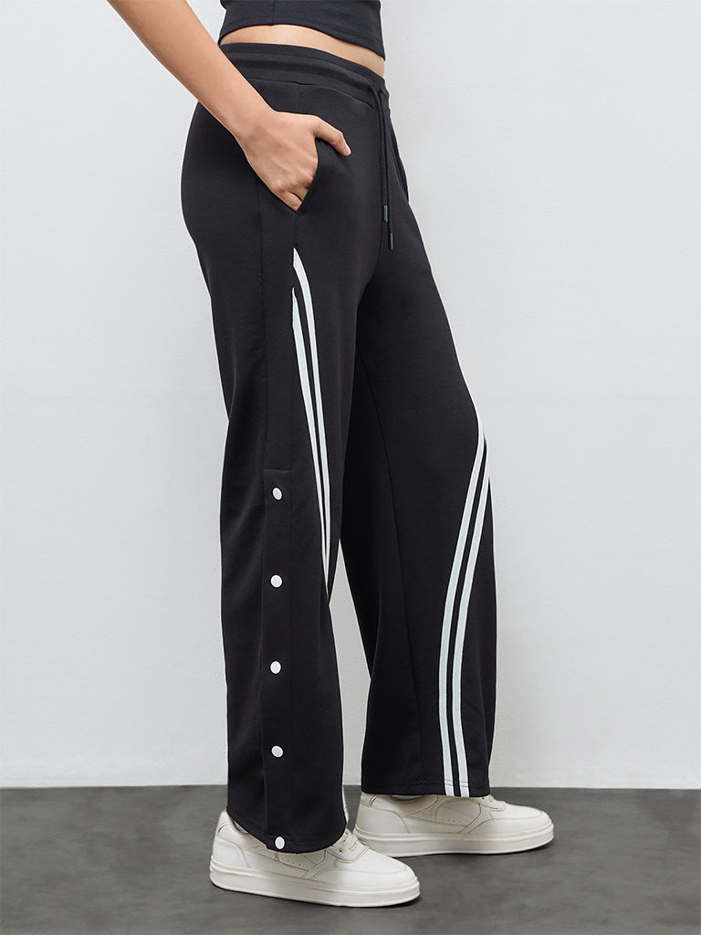 Nuoflexx Black Striped High-Rise Pants