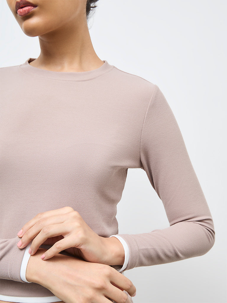 Nuoflexx Taupe Ribbed Top