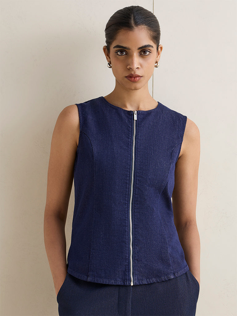 Wardrobe Navy Denim Top