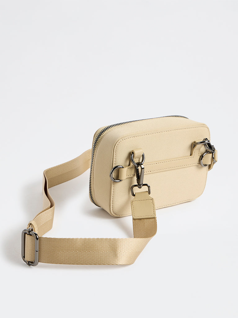 Westside Beige Textured Sling Bag