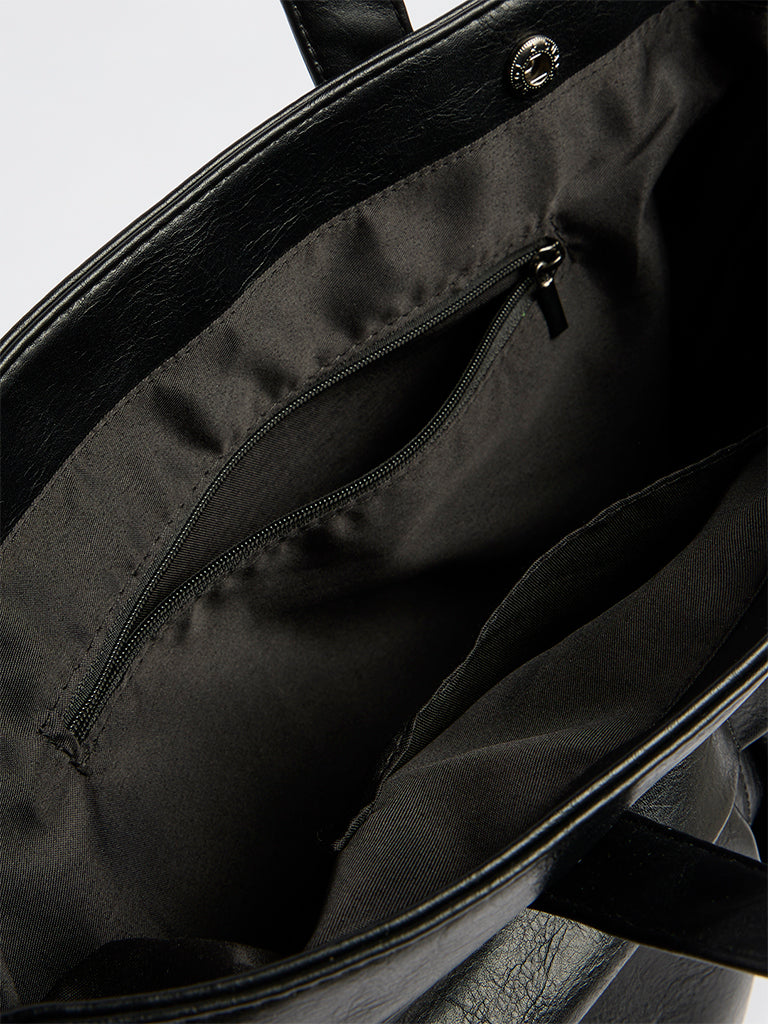 Westside Black Textured Tote Bag