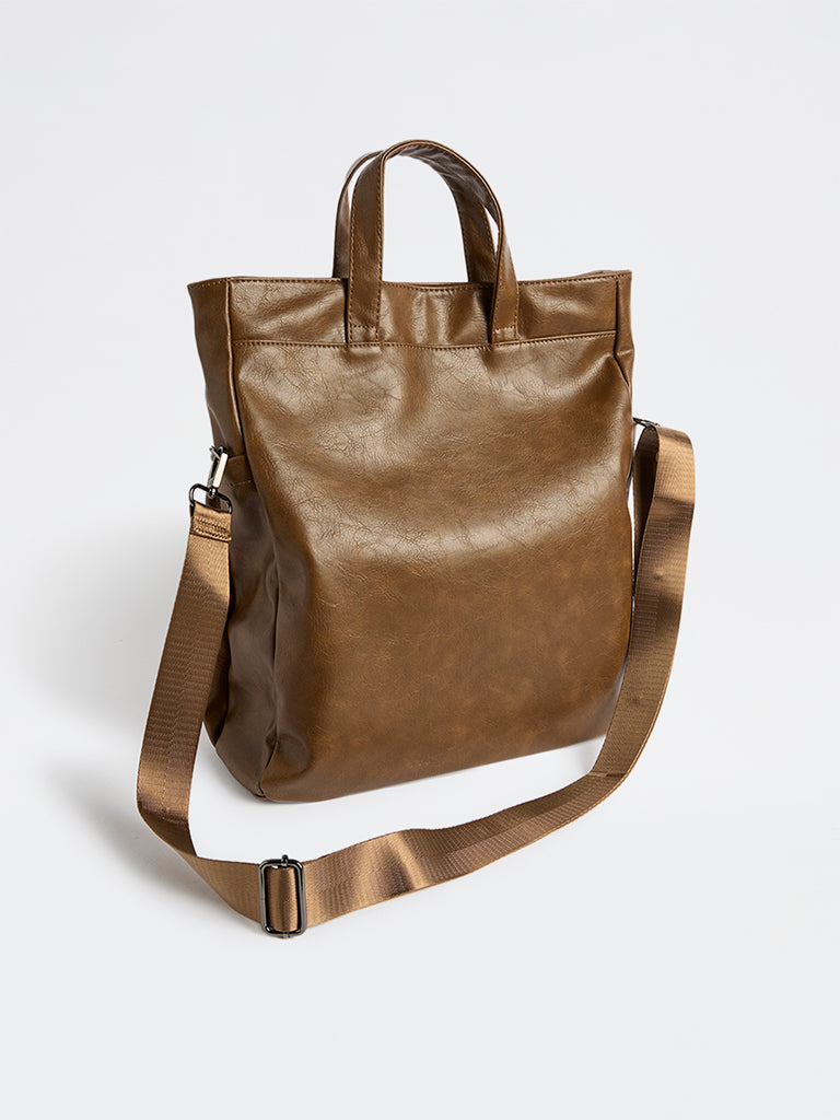Westside Brown Textured Tote Bag