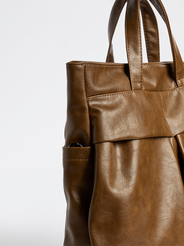 Westside Brown Textured Tote Bag