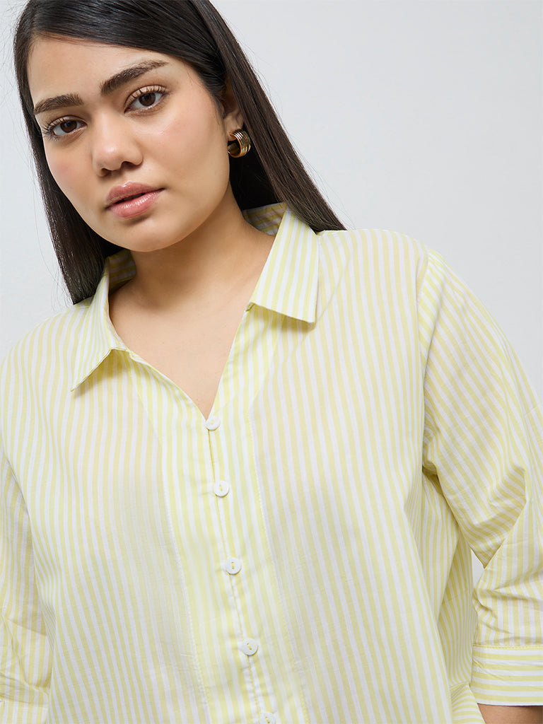 Gia Lime Striped Cotton Shirt
