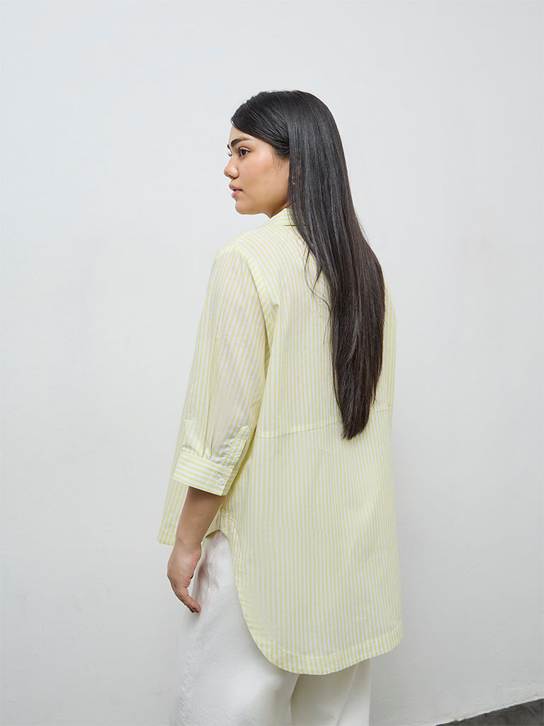 Gia Lime Striped Cotton Shirt