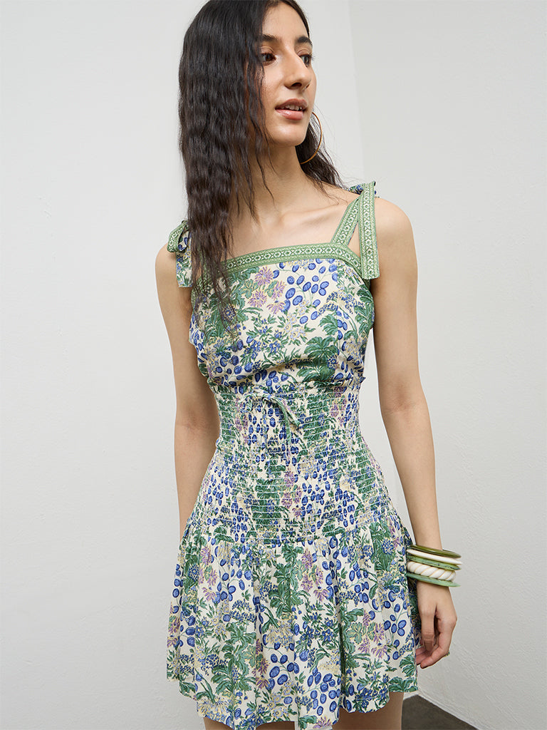 Buy Bombay Paisley Green Floral Cotton-Blend A-Line Dress from Westside Buy Bombay Paisley Green Floral Cotton-Blend A-Line Dress from Westside