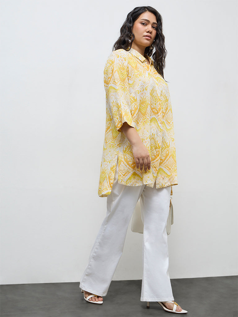 Diza Yellow Botanical Printed Tunic