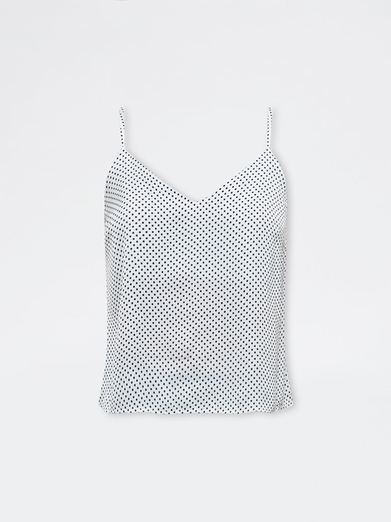 Wunderlove White Polka-Dot Camisole