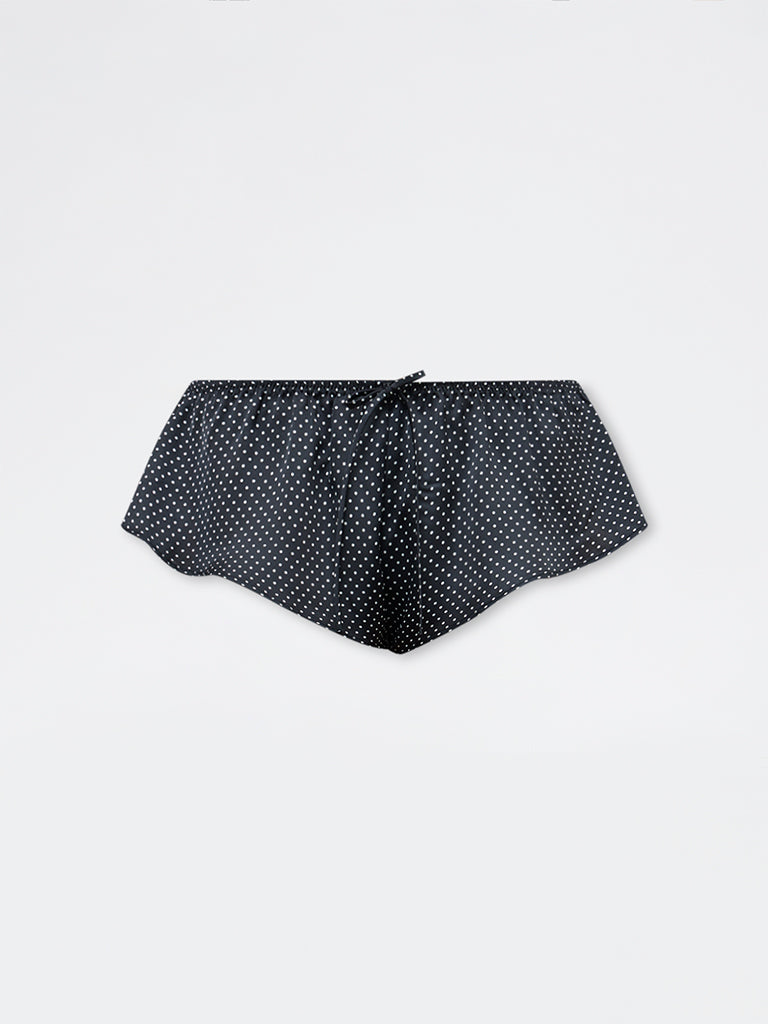 Wunderlove Black Polka-Dot Ruffled Briefs