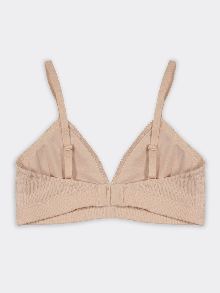 Superstar Light Beige Waffle-Textured Padded Cotton-Blend Bra