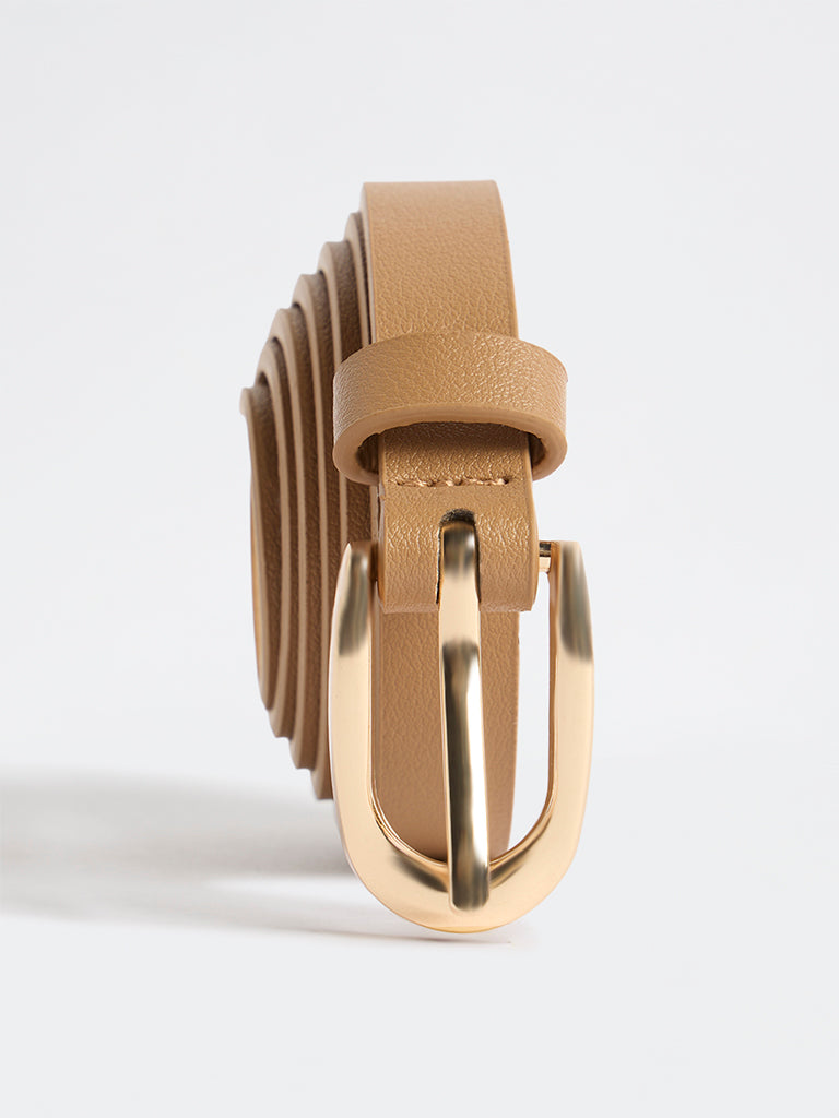 Westside Accessories Brown U-Buckle Slim Belt