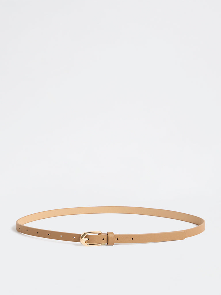 Westside Accessories Brown U-Buckle Slim Belt