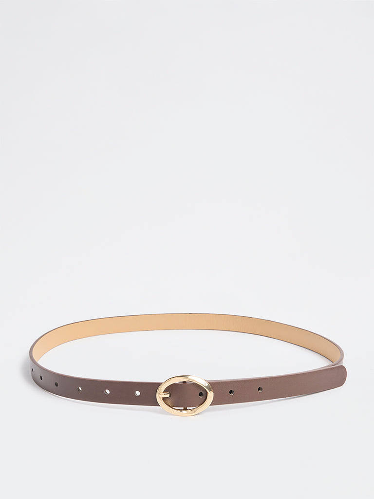 Westside Accessories Brown Oval Buckle Belt