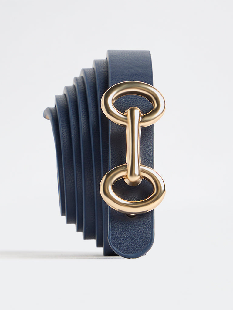 Westside Accessories Navy Saddle Buckle Belt