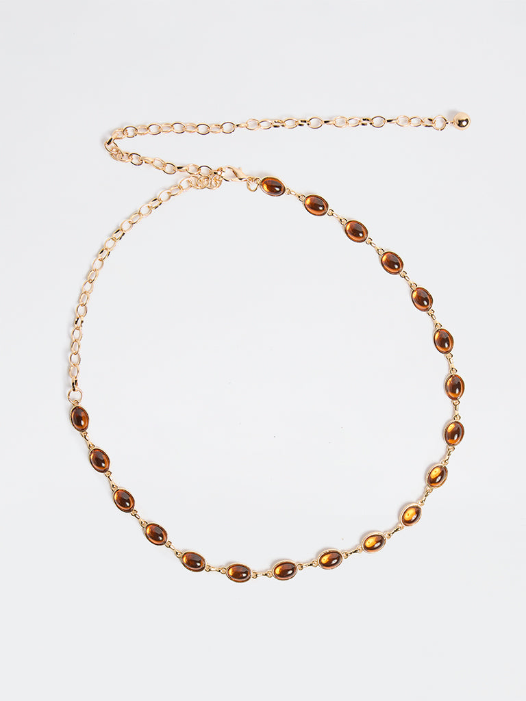 Westside Accessories Amber Oval Stone Metal Belt