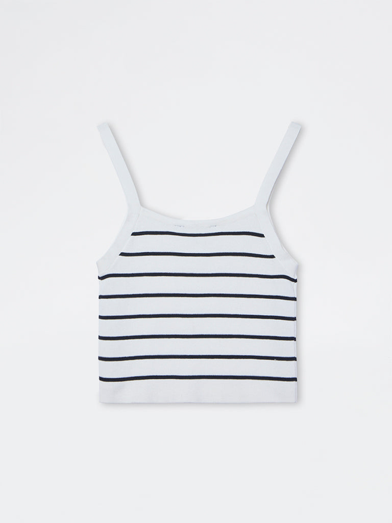 Nuon White Striped Top